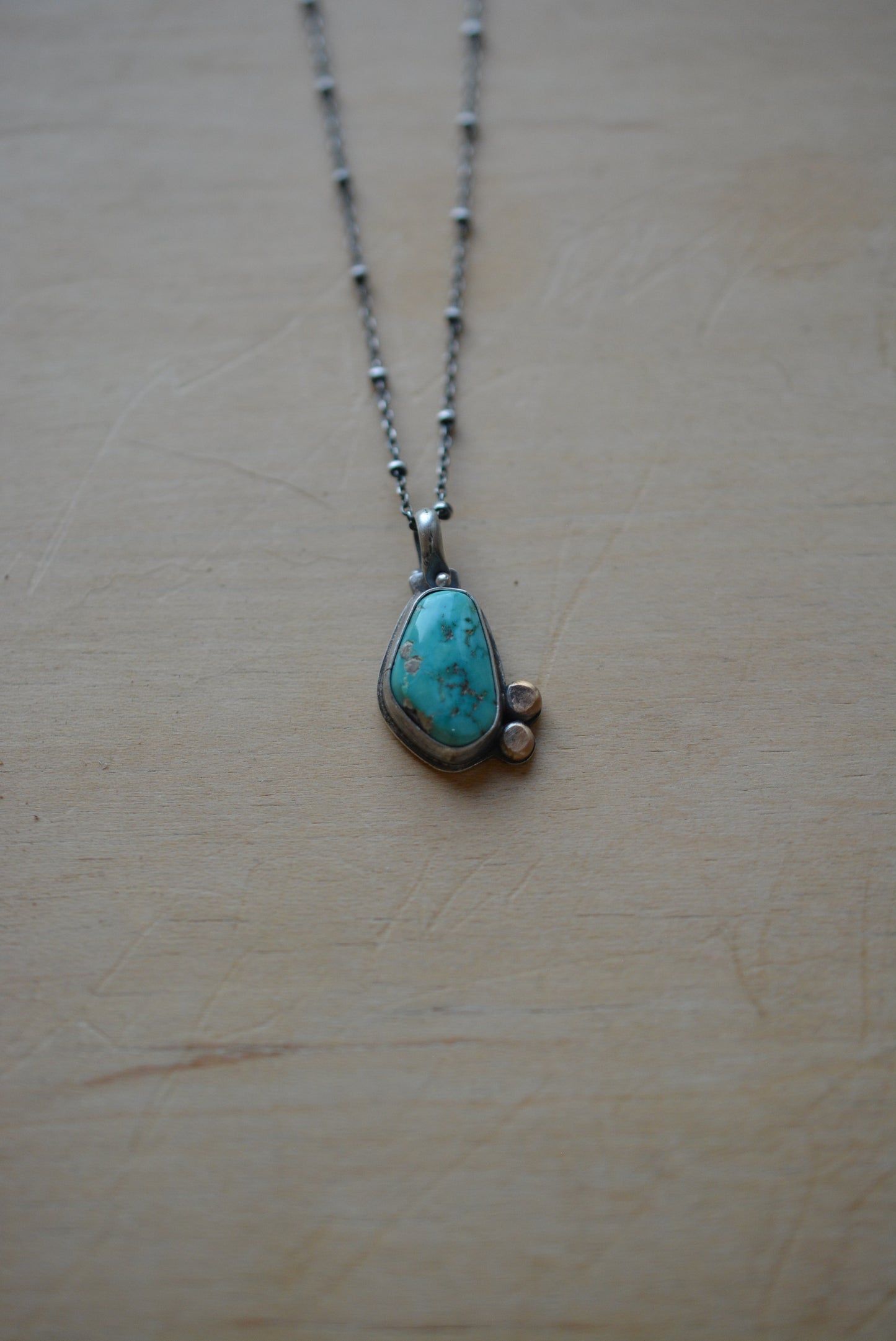 Carico Lake Turquoise ~ Necklace ~ Sterling Silver & bronze