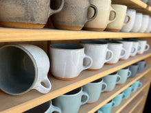 Load image into Gallery viewer, Mug - stone white matte + dusty green satin interior
