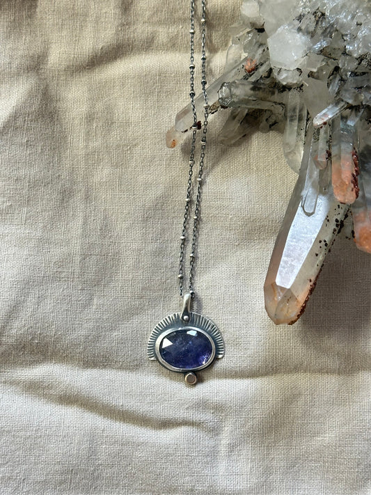 Tanzanite and Sterling Silver - Amulet Necklace