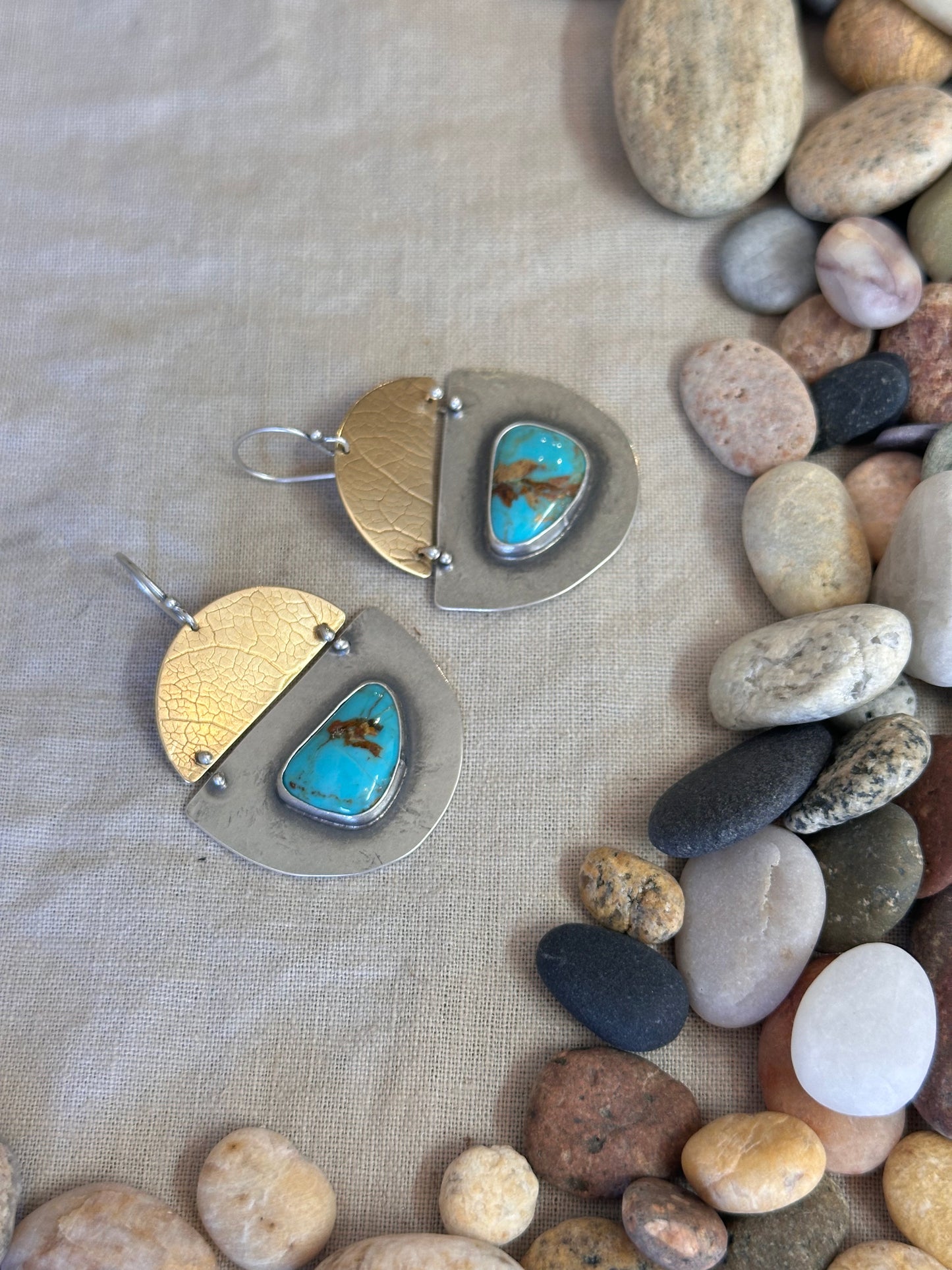 #8 Turquoise Earrings - Sterling Silver and Brass