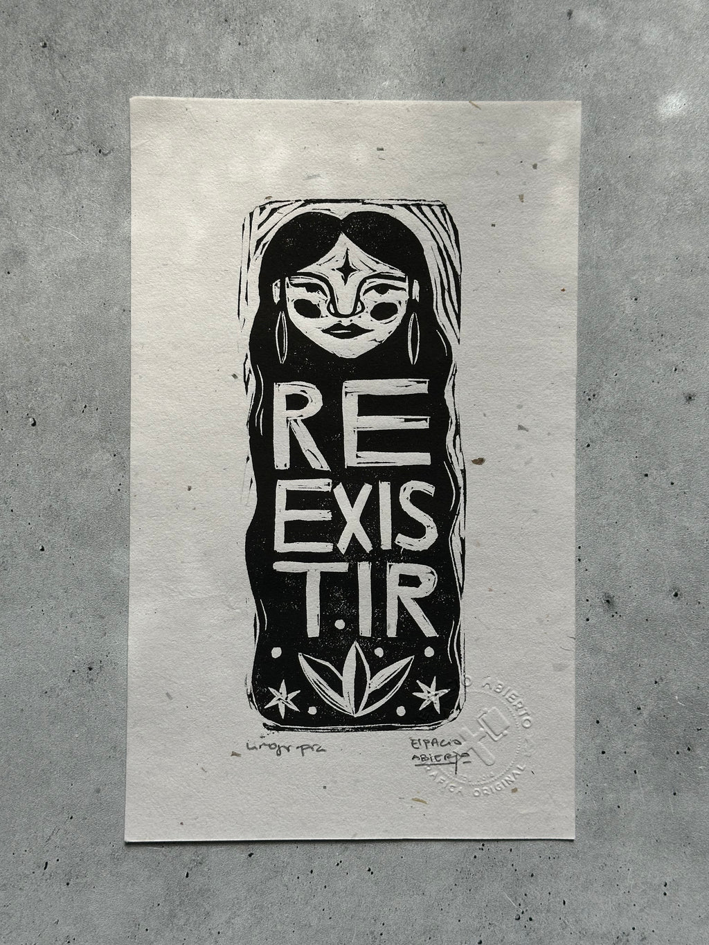 Reexistir - Linocut 9”x5”