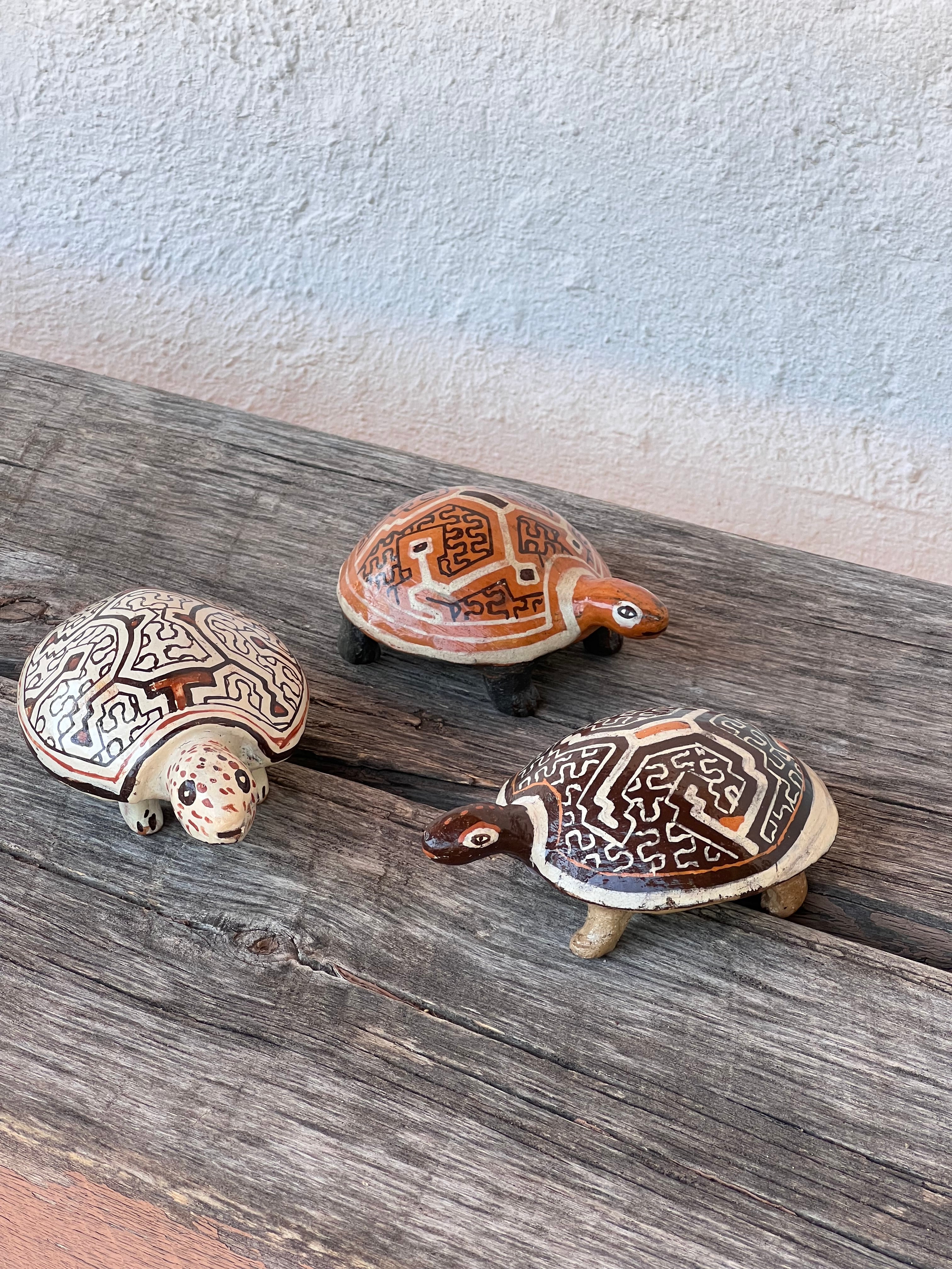 Shipibo Ceramic Turtle - three versions