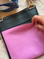 Crossbody Bag • Double Zip • Grey & Pink