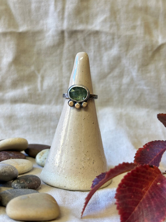 Green Kyanite and Sterling Silver Ring ~ Size 6.5