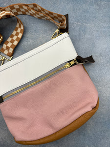 Crossbody Bag white & pink - brown strap