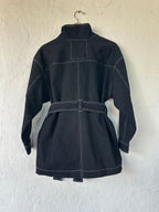 Denim Coat/Dress with Contrast Stitch - Belted coat
