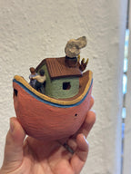 Pink Flute Boat ~ miniature Sculpture - assorted