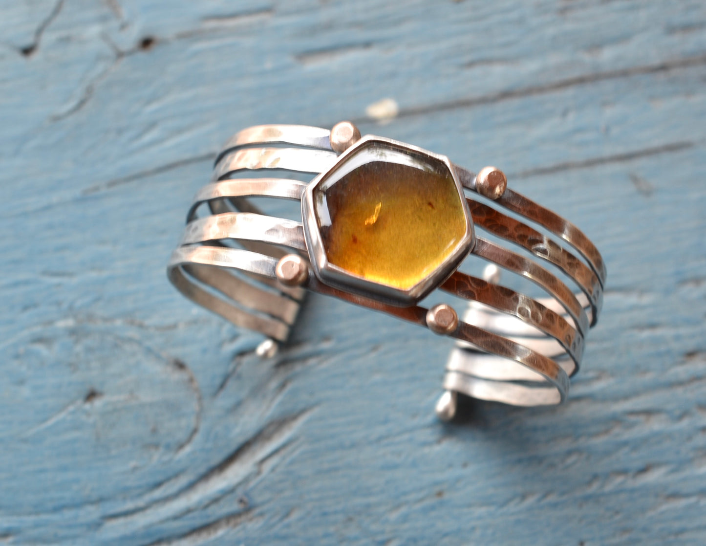 Mexican Amber Stacked Cuff Bracelet