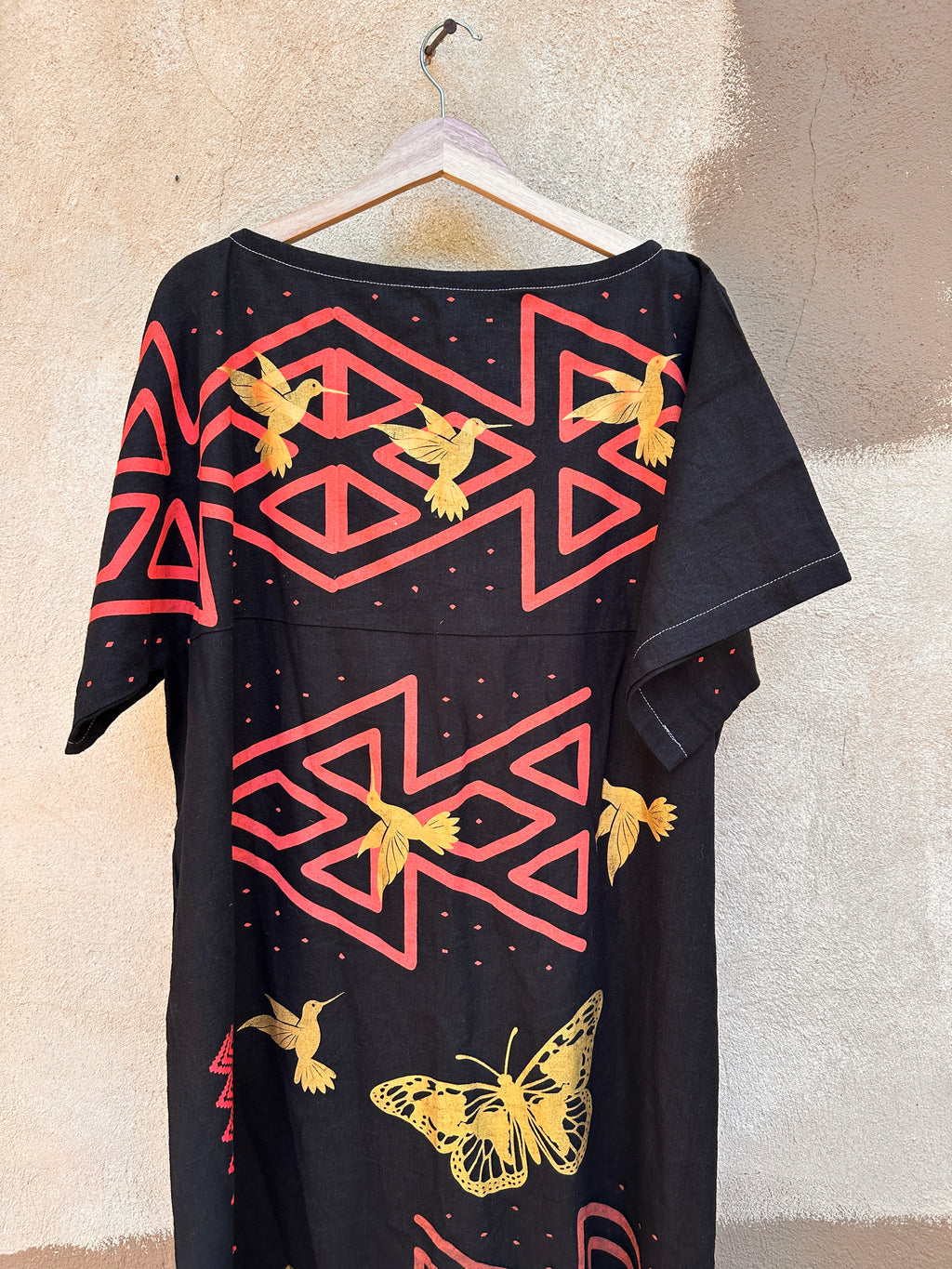 Screenprinted Tunic dress ~ Large ~ linen