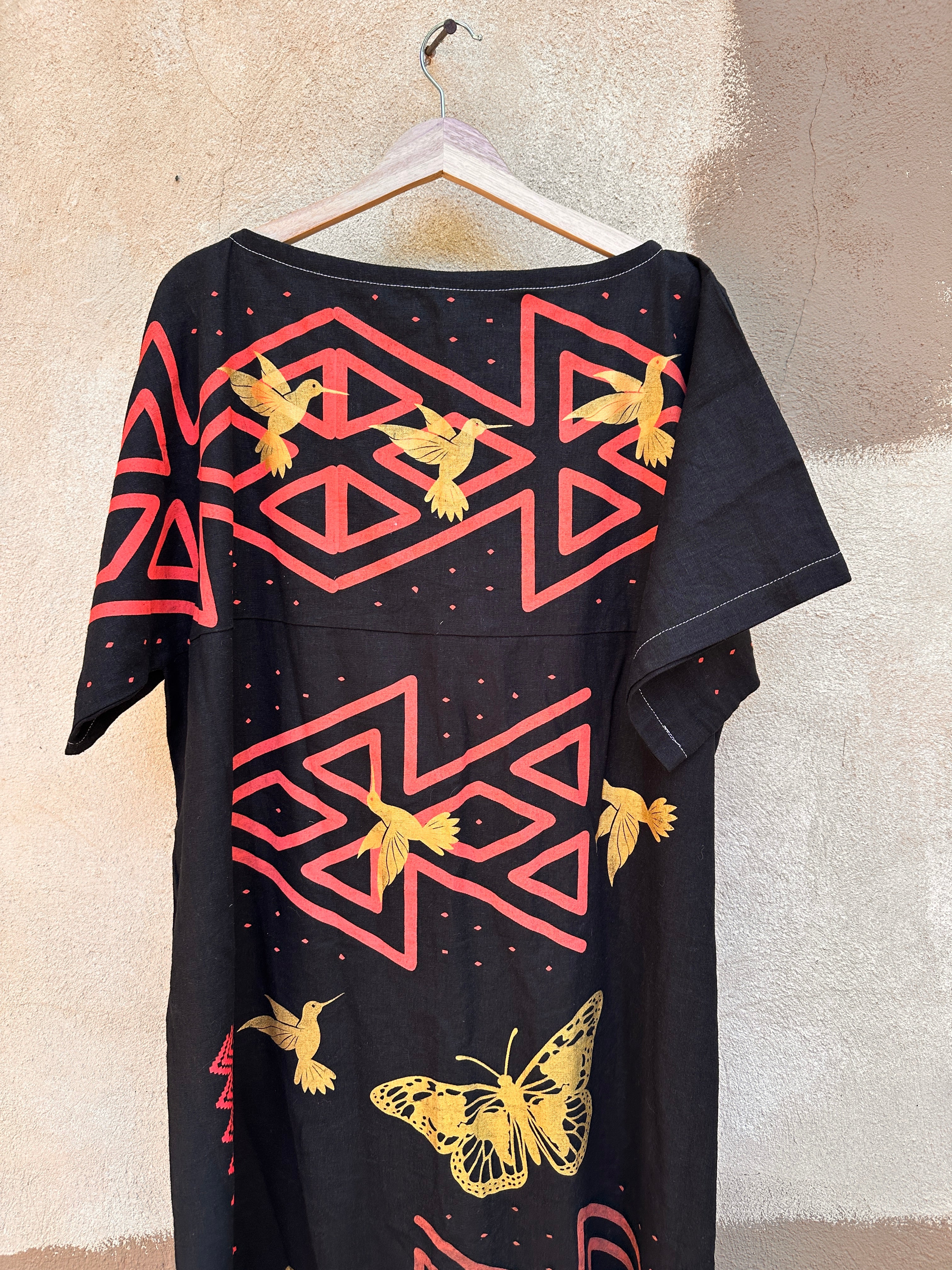 Screenprinted Tunic dress ~ Large ~ linen
