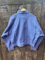 Bomber Patched Jacket - Light blue Denim cotton with Pink threads