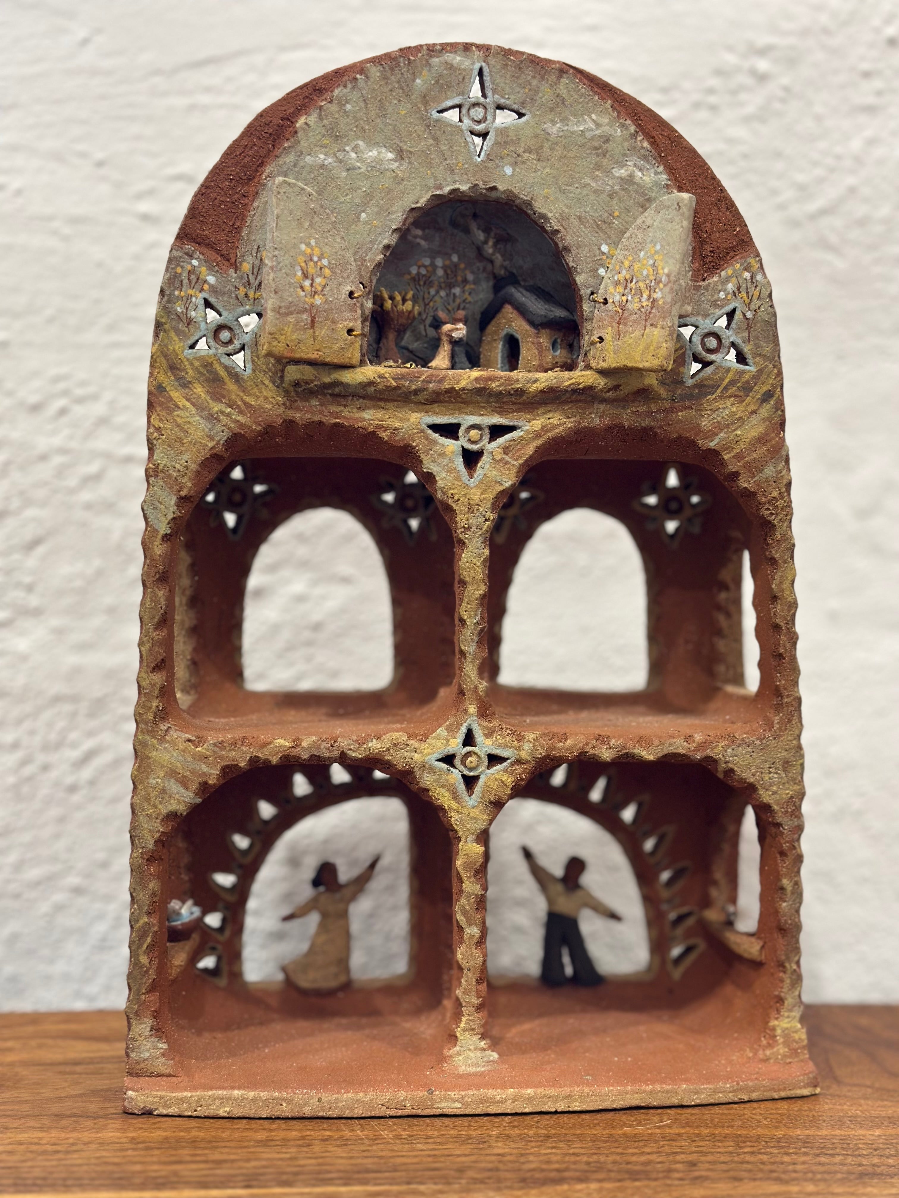 Altar with Mechanical Doors - Clay Sculptural Piece