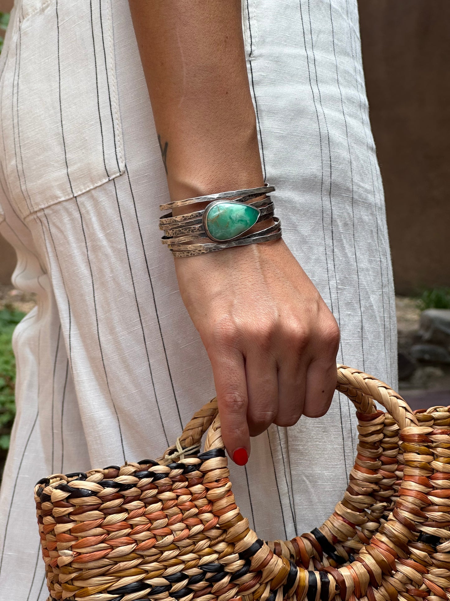 Australian Variscite Stacked Cuff Bracelet ~ Sterling Silver Bracelet