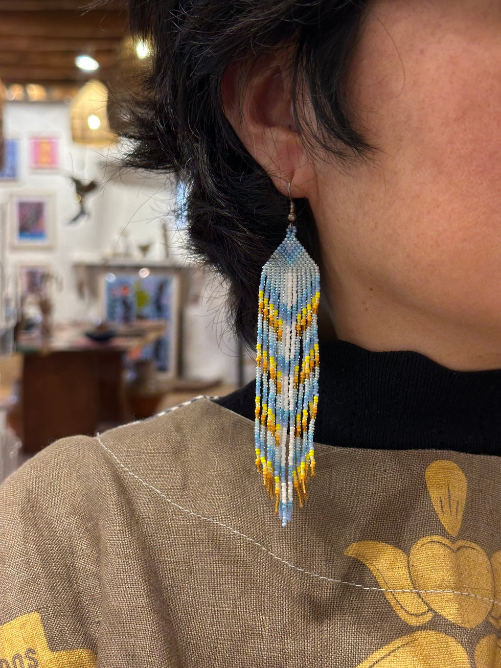 Beaded earrings - snow & sunset
