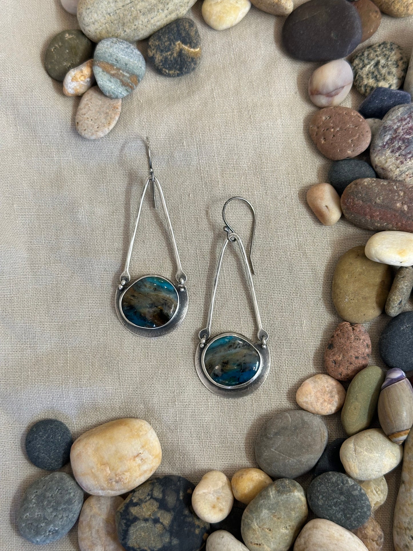 Peruvian Opal Dangling Earrings - sterling silver