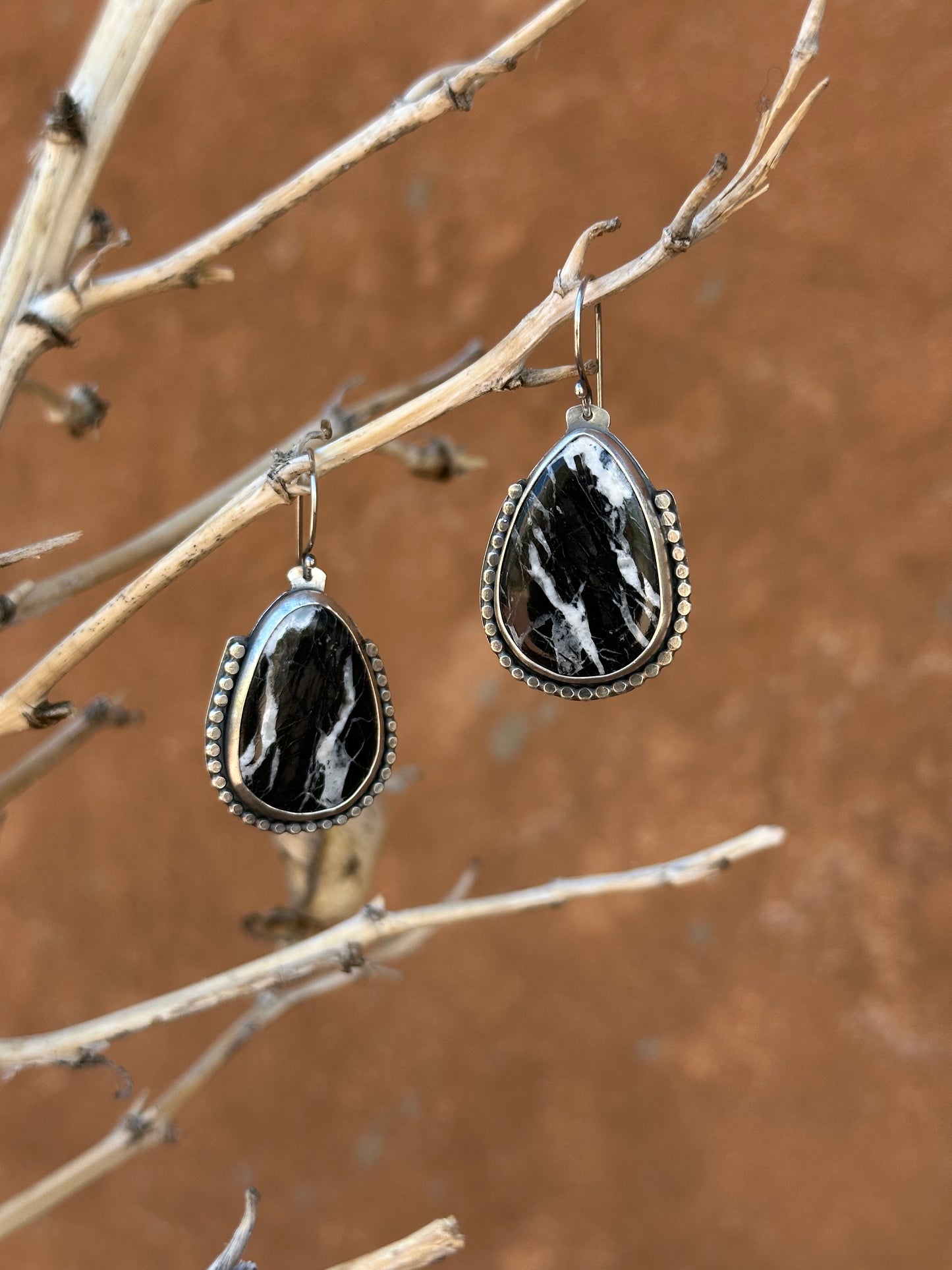 White Buffalo and Sterling Silver Drop earrings