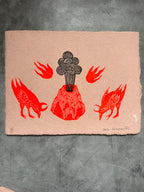 Soy Volcan - Lino Print 8.5” x 11”