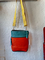 Crossbody Bag • Double Zip • Brick & Teal
