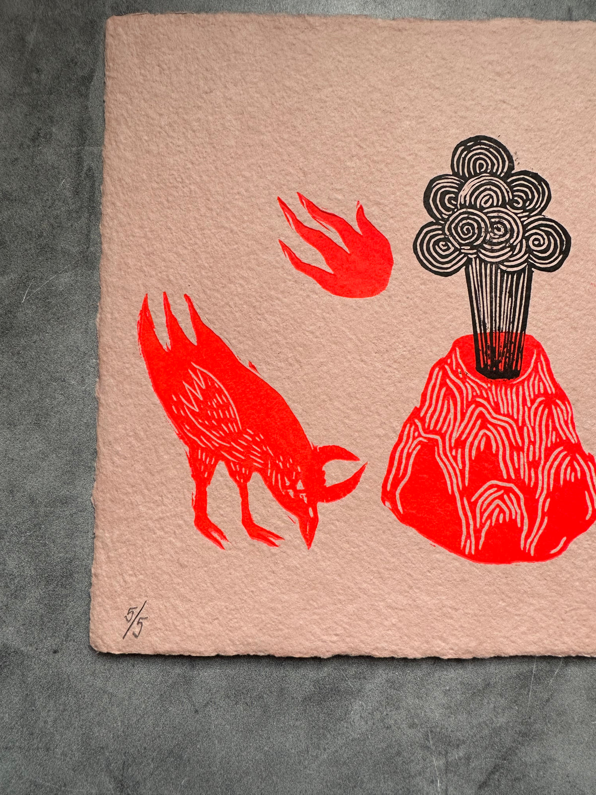 Soy Volcan - Lino Print 8.5” x 11”