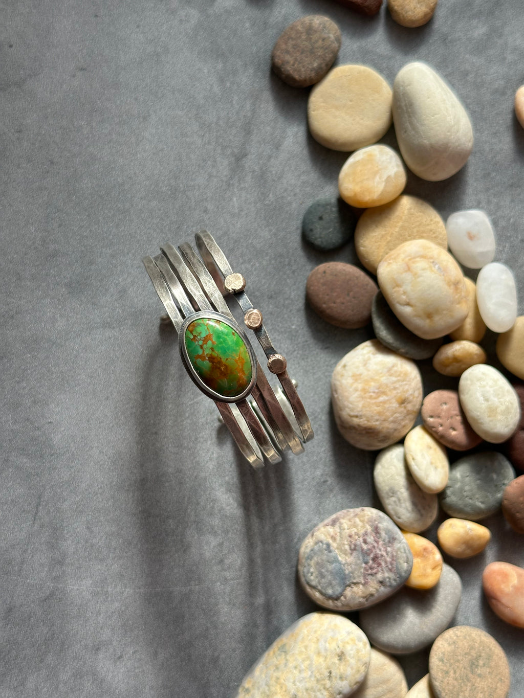 Verde Valley Turquoise Stacked Cuff Bracelet ~ Sterling Silver Bracelet