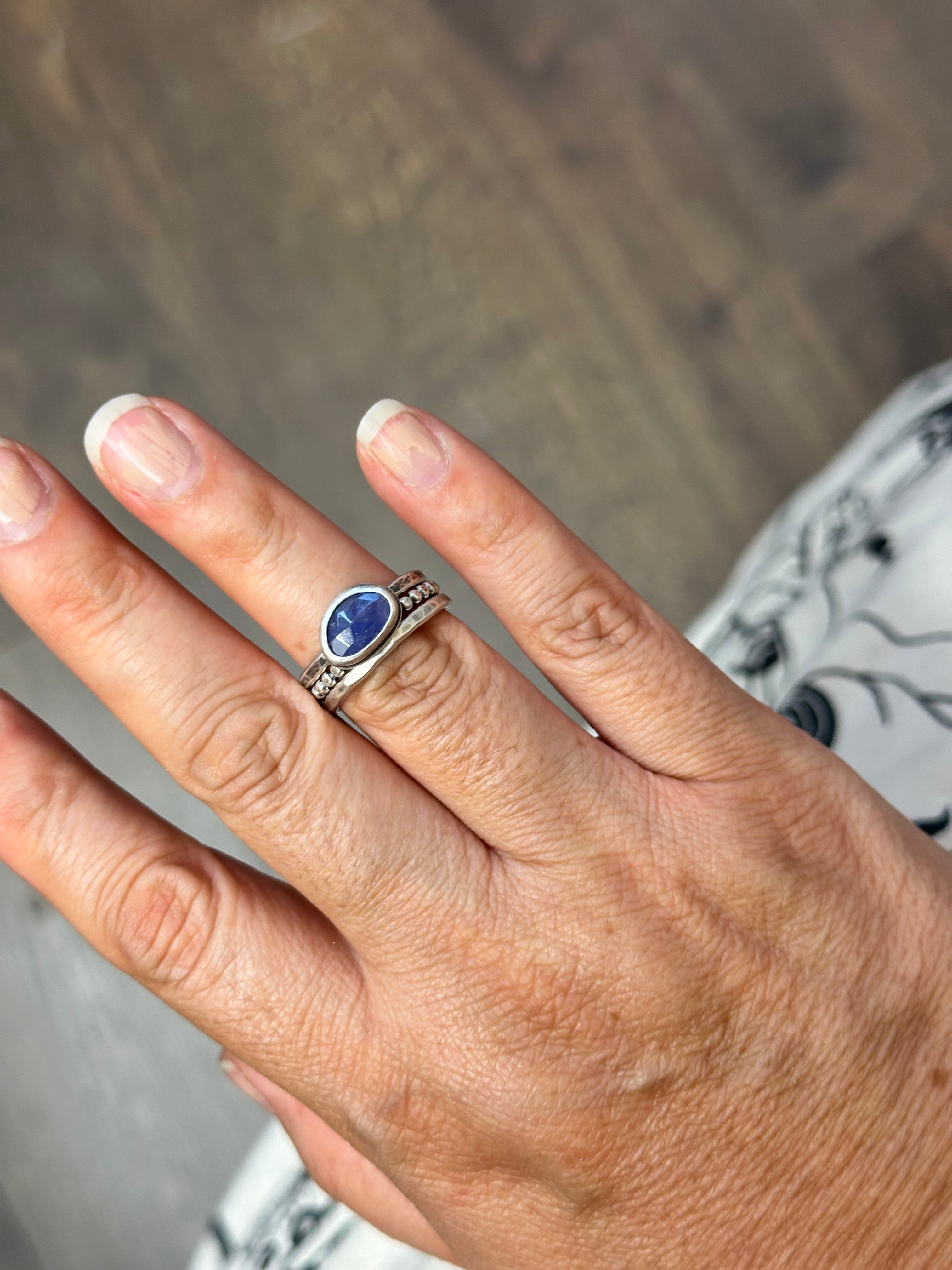 3-piece Tanzanite and Sterling Silver • stackable ring set • set fits size 6.5