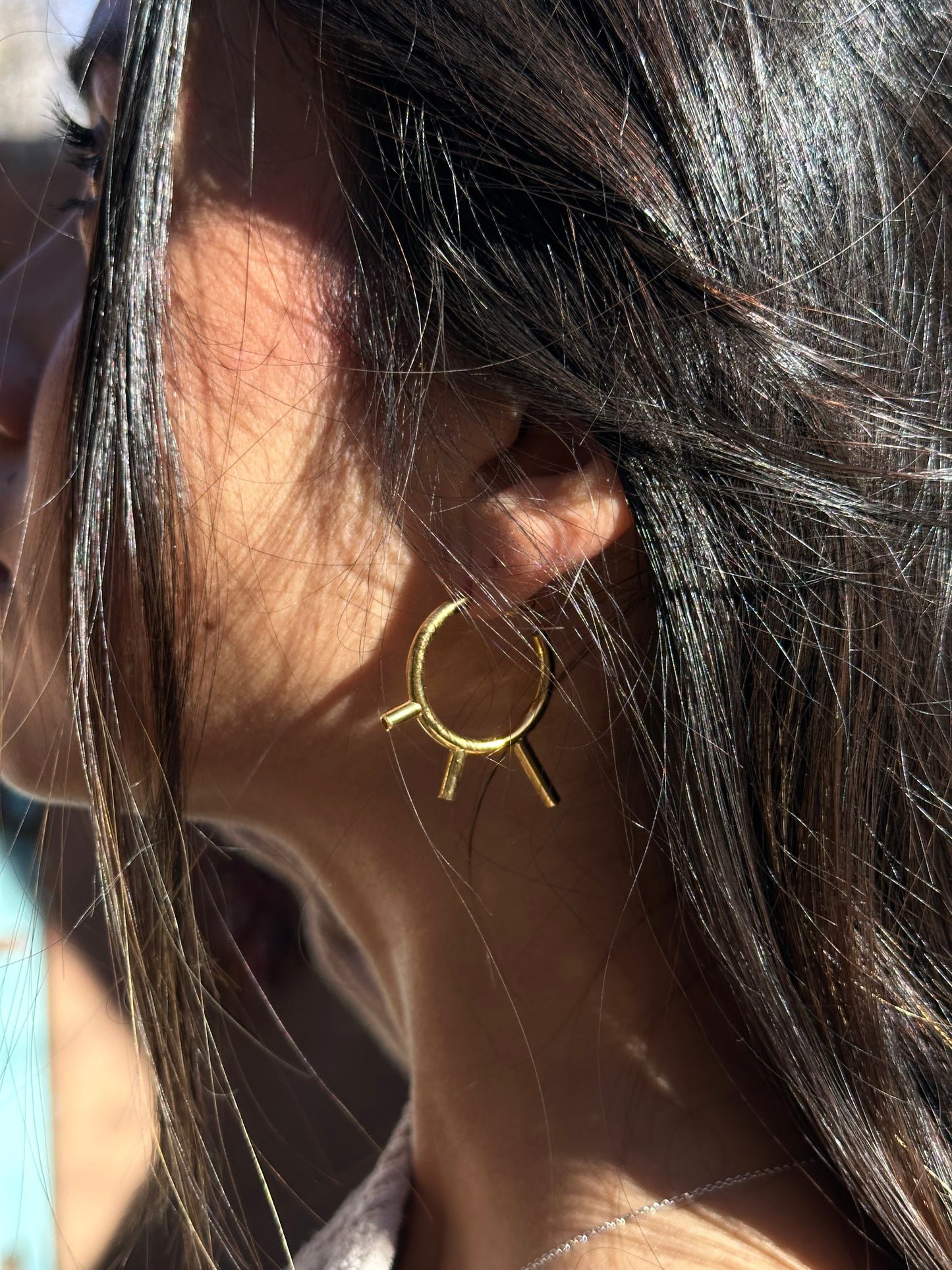 Hoops 3 Peaks ~ 18k Gold Vermeil