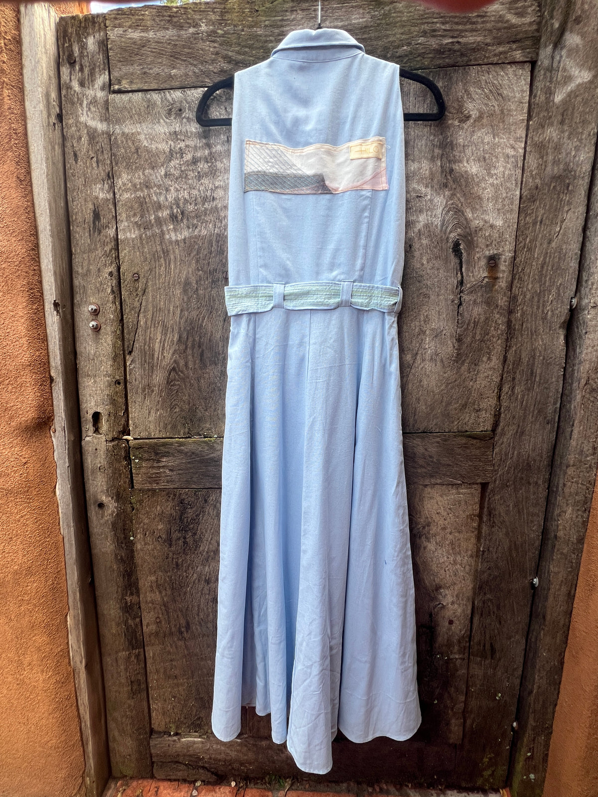 Buttoned Dress - Light Blue Linen - Sleeveless