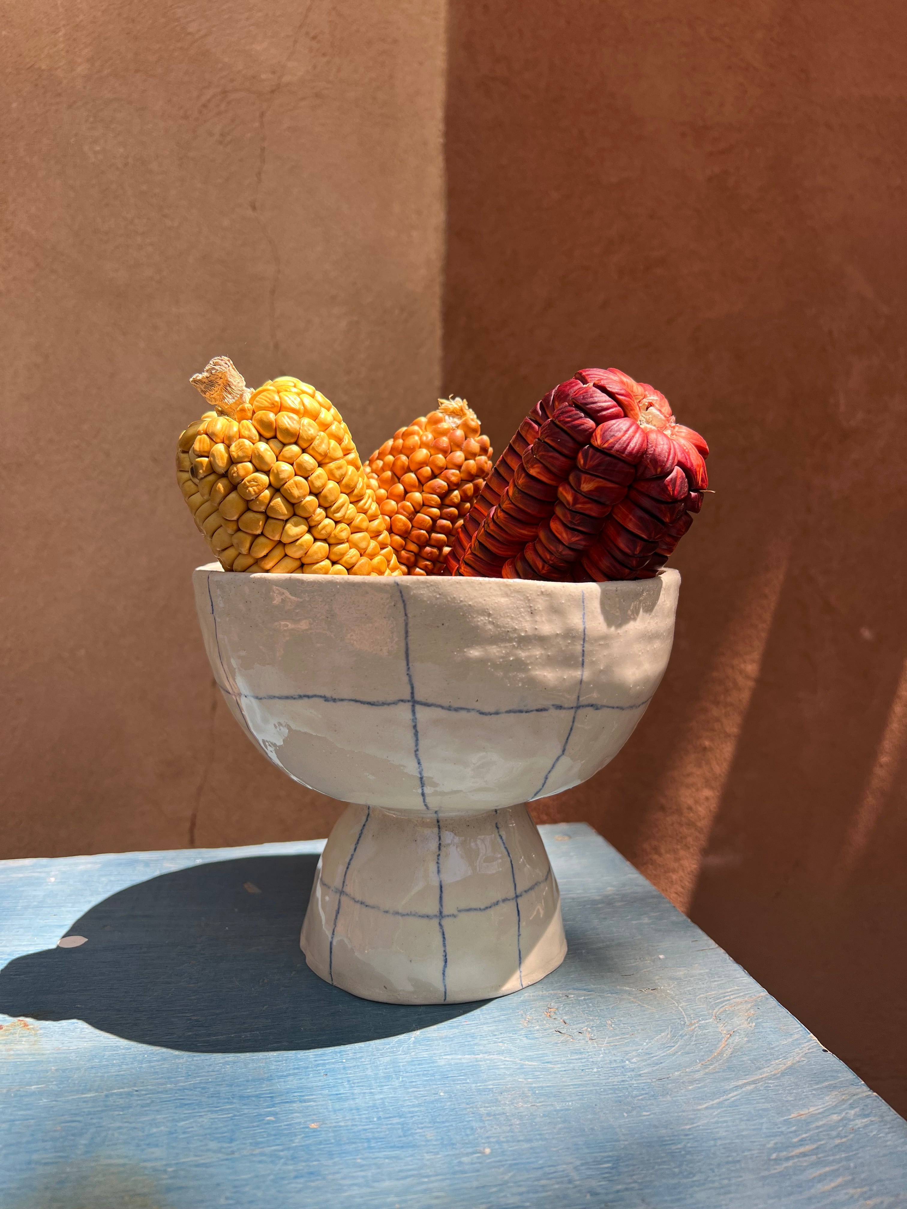 Blue Crayon - Stoneware Pedestal Bowl - 2 sizes