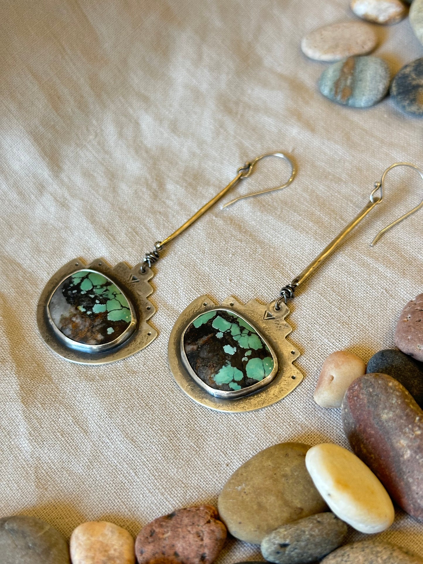 #8 Turquoise Sol earrings - sterling silver and brass