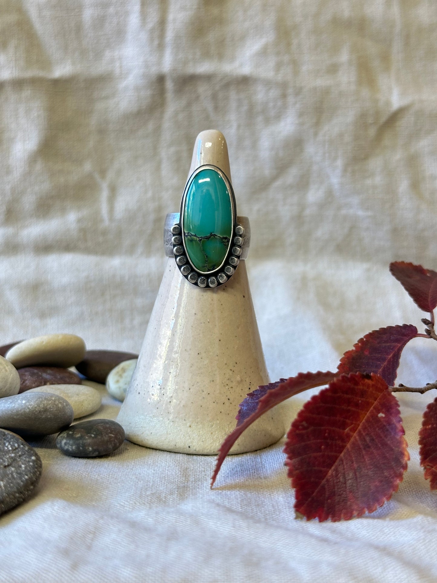 Royston Turquoise and Sterling Silver Ring ~ Fits size 8.25