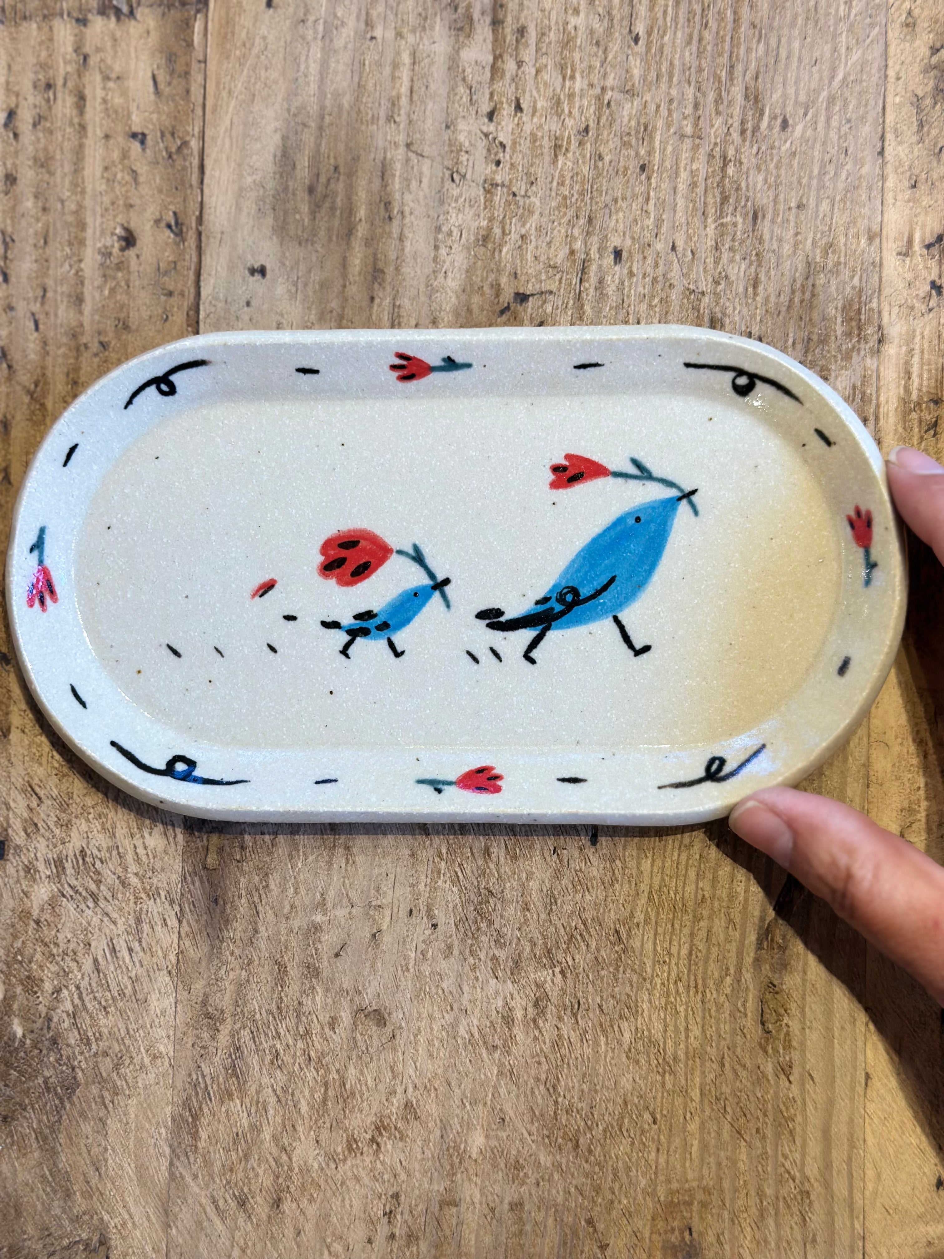 Oblong Tray with Illustrations- Ceramic Dish