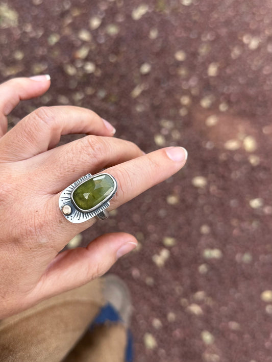 Yellow Aquamarine and Sterling Silver Ring ~ Size 7