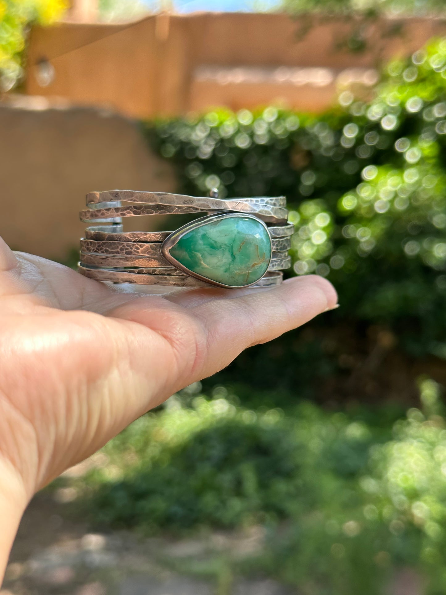 Australian Variscite Stacked Cuff Bracelet ~ Sterling Silver Bracelet