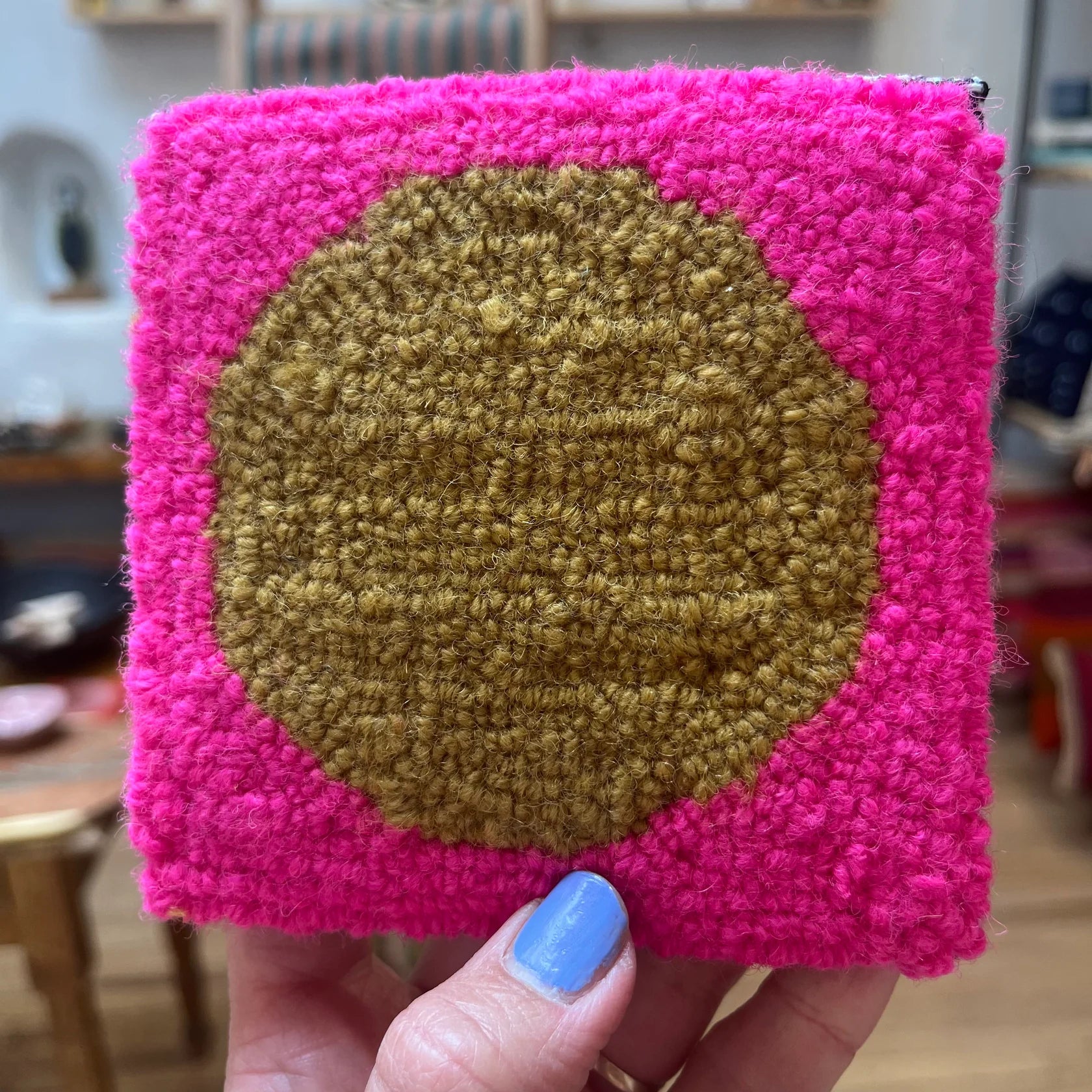 Coasters - neon pink & ochre