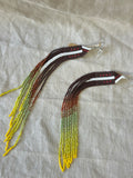 Beaded Fringe Earrings - Snow with Autum trees and leaves changing colors