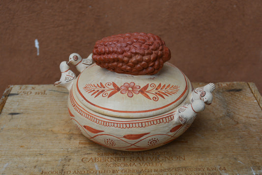 Bird Clay Bowl ~ with lid
