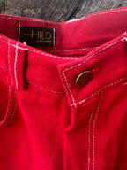 High Waisted Bomber Pants - Red Jeans