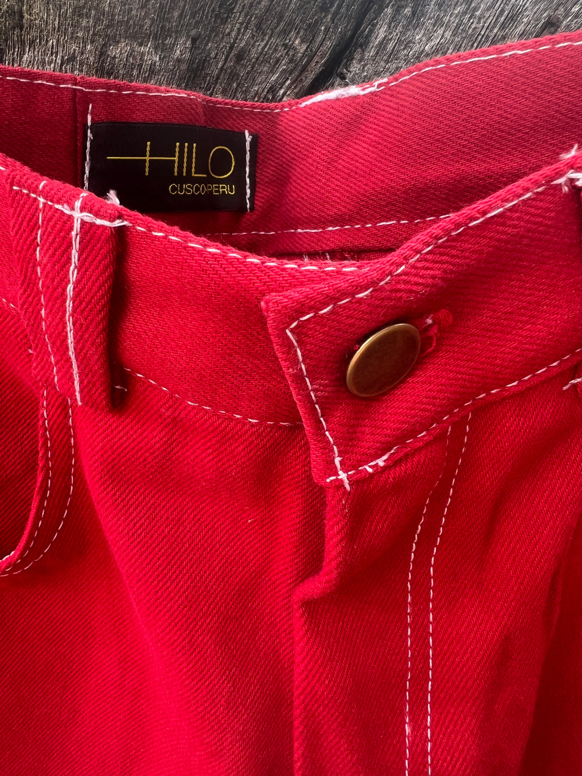 High Waisted Bomber Pants - Red Jeans
