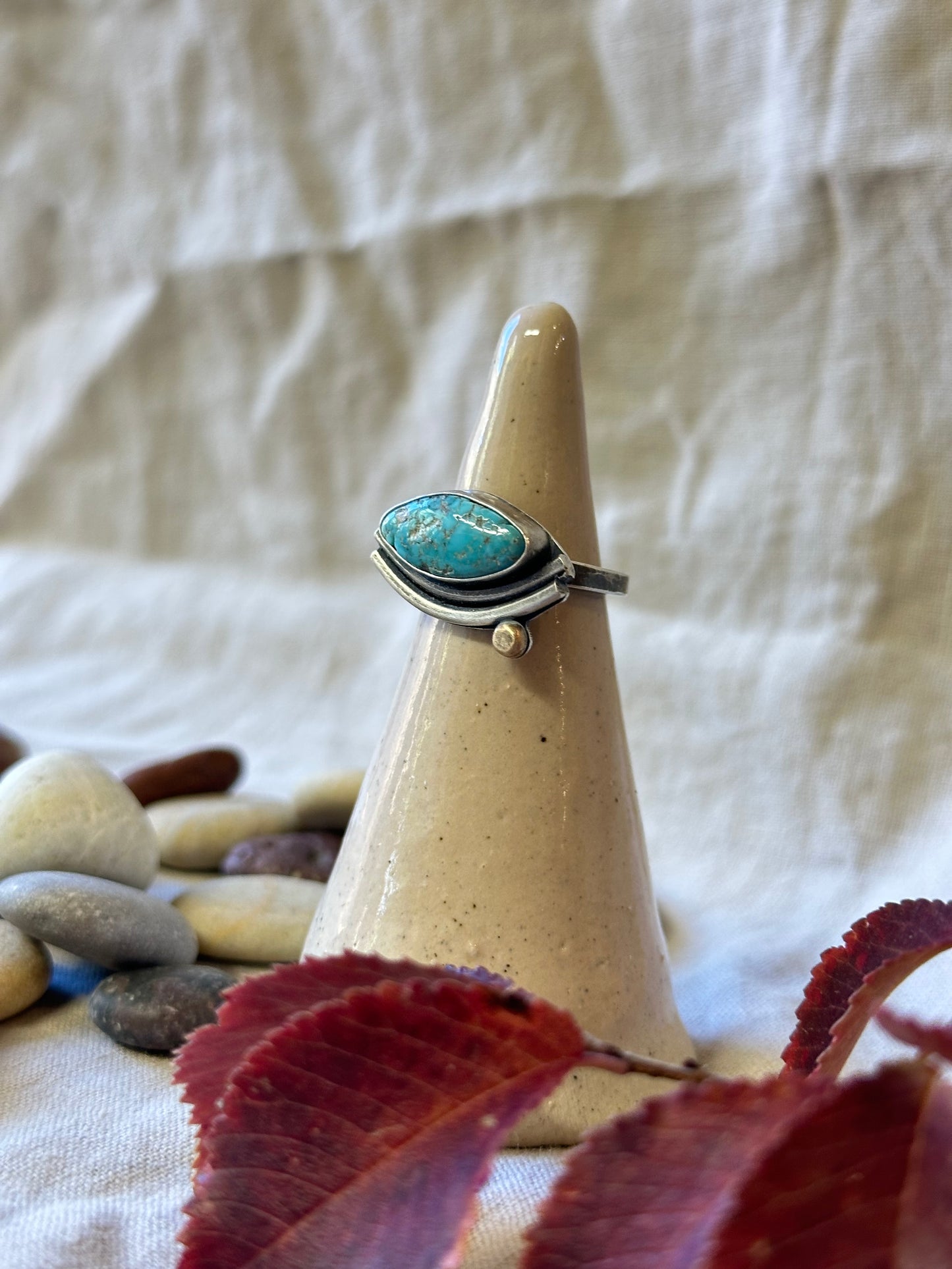 Carico Lake Turquoise and Sterling Silver Ring ~ Size 6.25