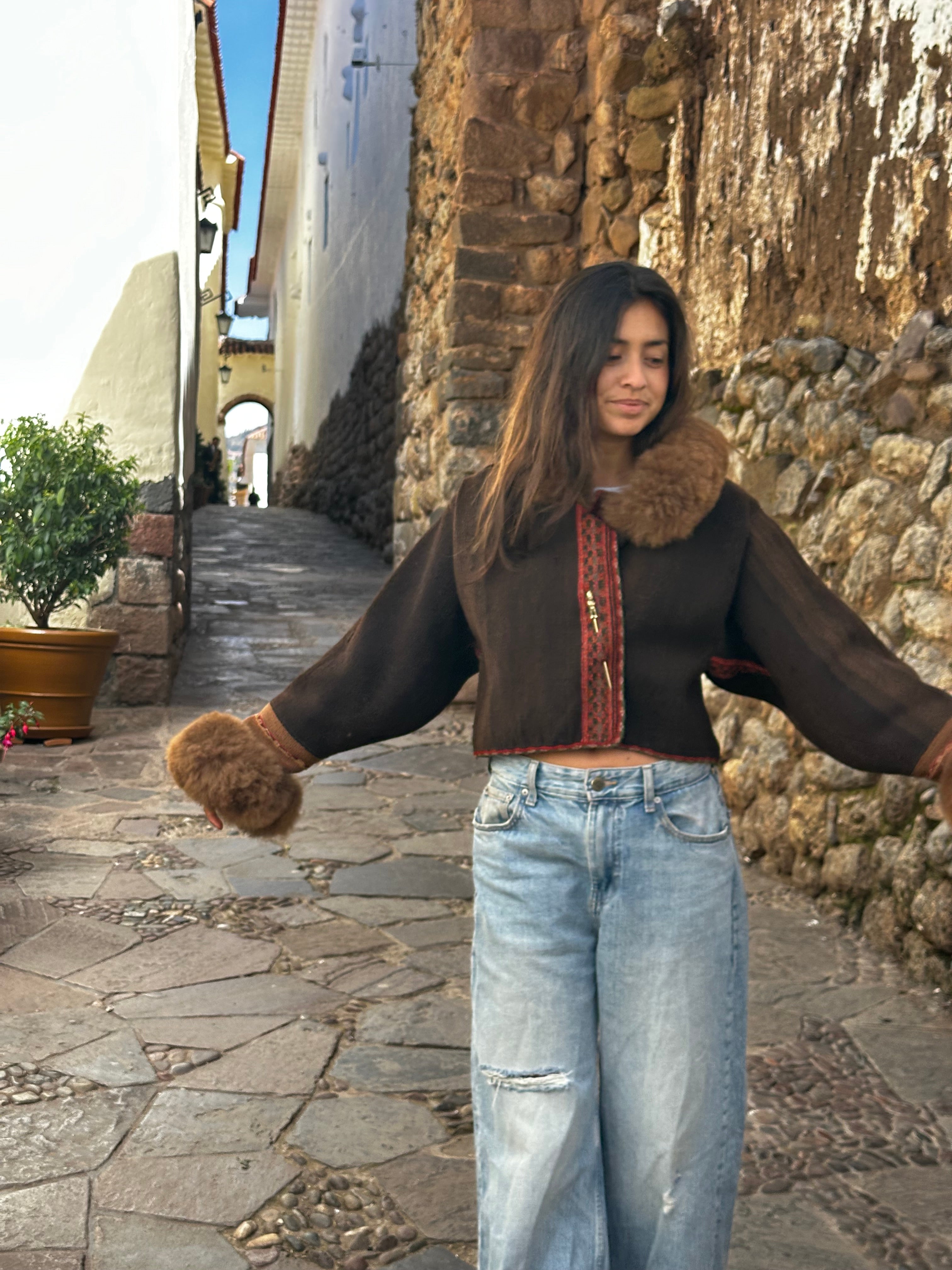 Alpaca fur jacket - Upcycled Bomber Jacket - Alpaca wool