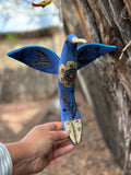 Medium Hanging Hummingbird with Flower Design - Clay Sculpture