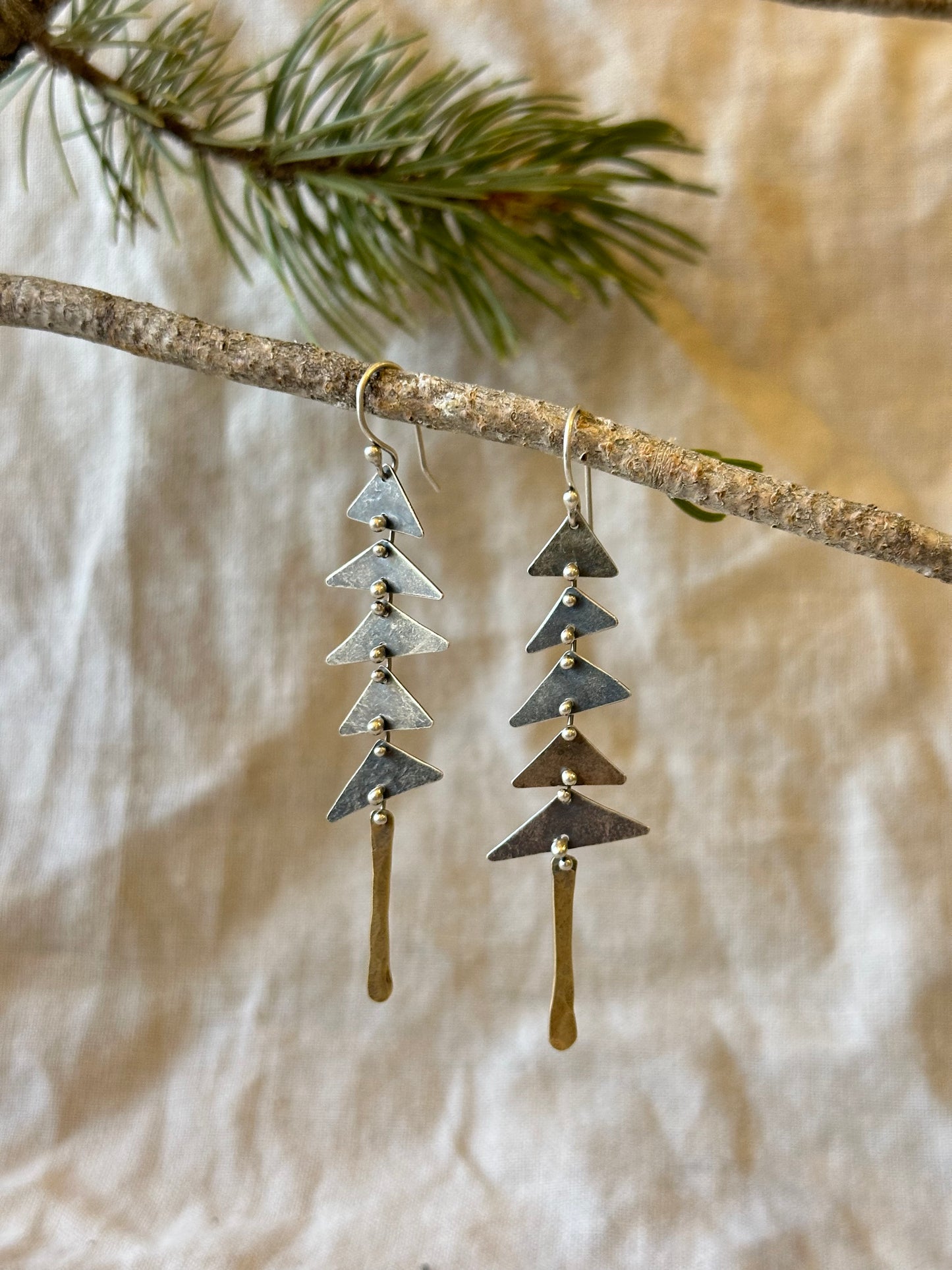 Pine Tree Connected earrings - Sterling Silver