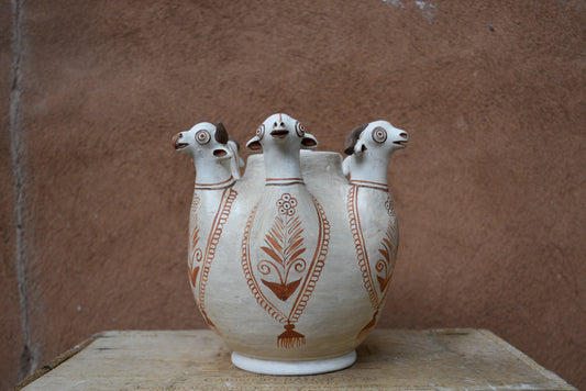 Circular Vase - Llama and Sheep