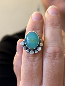 Peruvian Opal Ring ~ sterling silver & bronze - Size 6.75