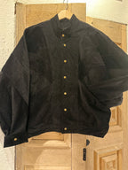 Bomber Black Corduroy Jacket - patchwork
