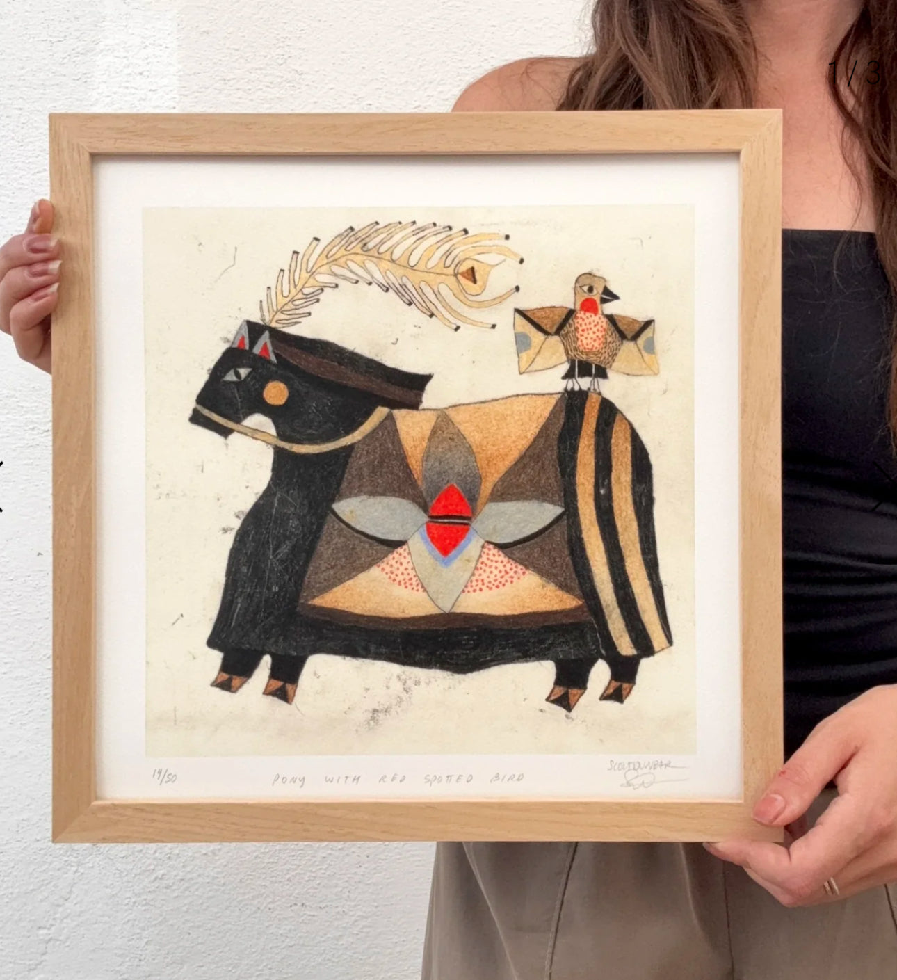 Pony with Yellow Leaf - Print 12 x 12 - LIMITED EDITION