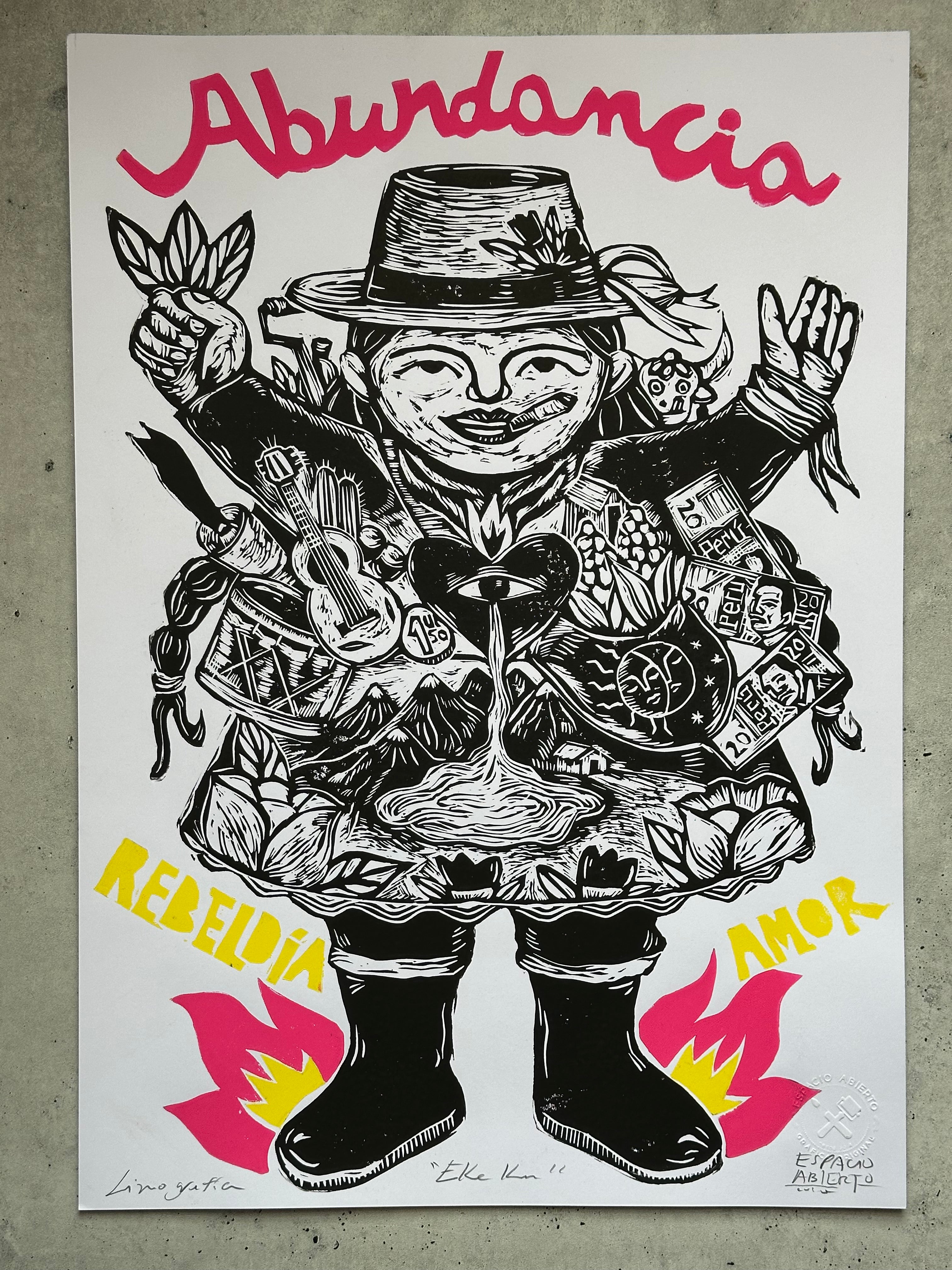 Abundancia - Ekeka - Lino Print