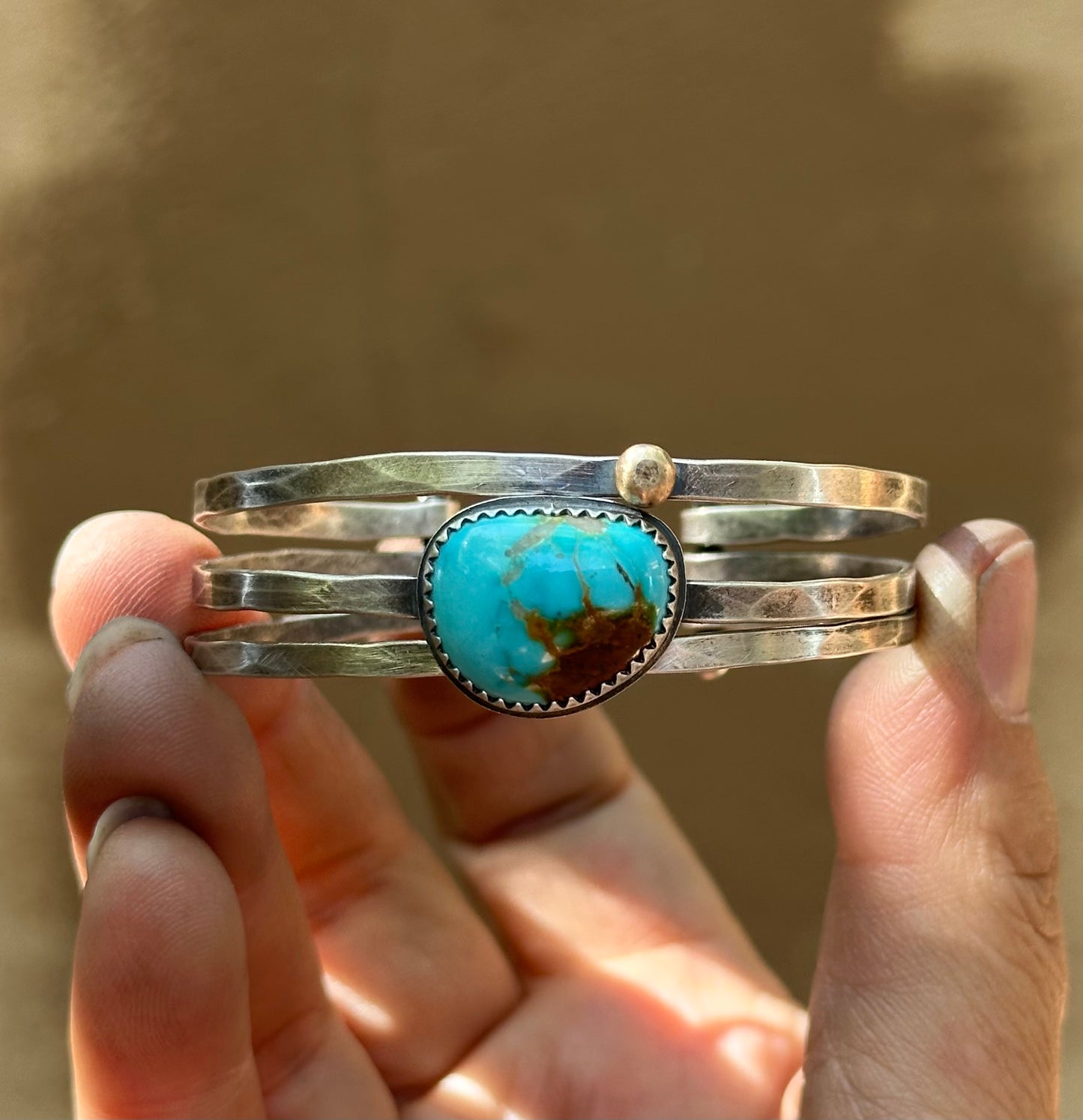 Stacked - Attached Bracelet - Royston Turquoise - Cuff with Movement - ready to ship