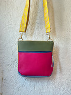 Crossbody Bag • Double Zip • Green & Fuchsia
