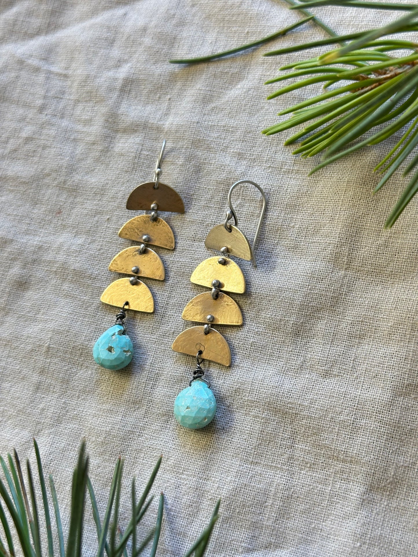 Candelaria Turquoise Connected Lunar earrings - Sterling Silver